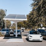 electric car charging station with solar panel