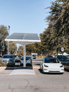 electric car charging station with solar panel